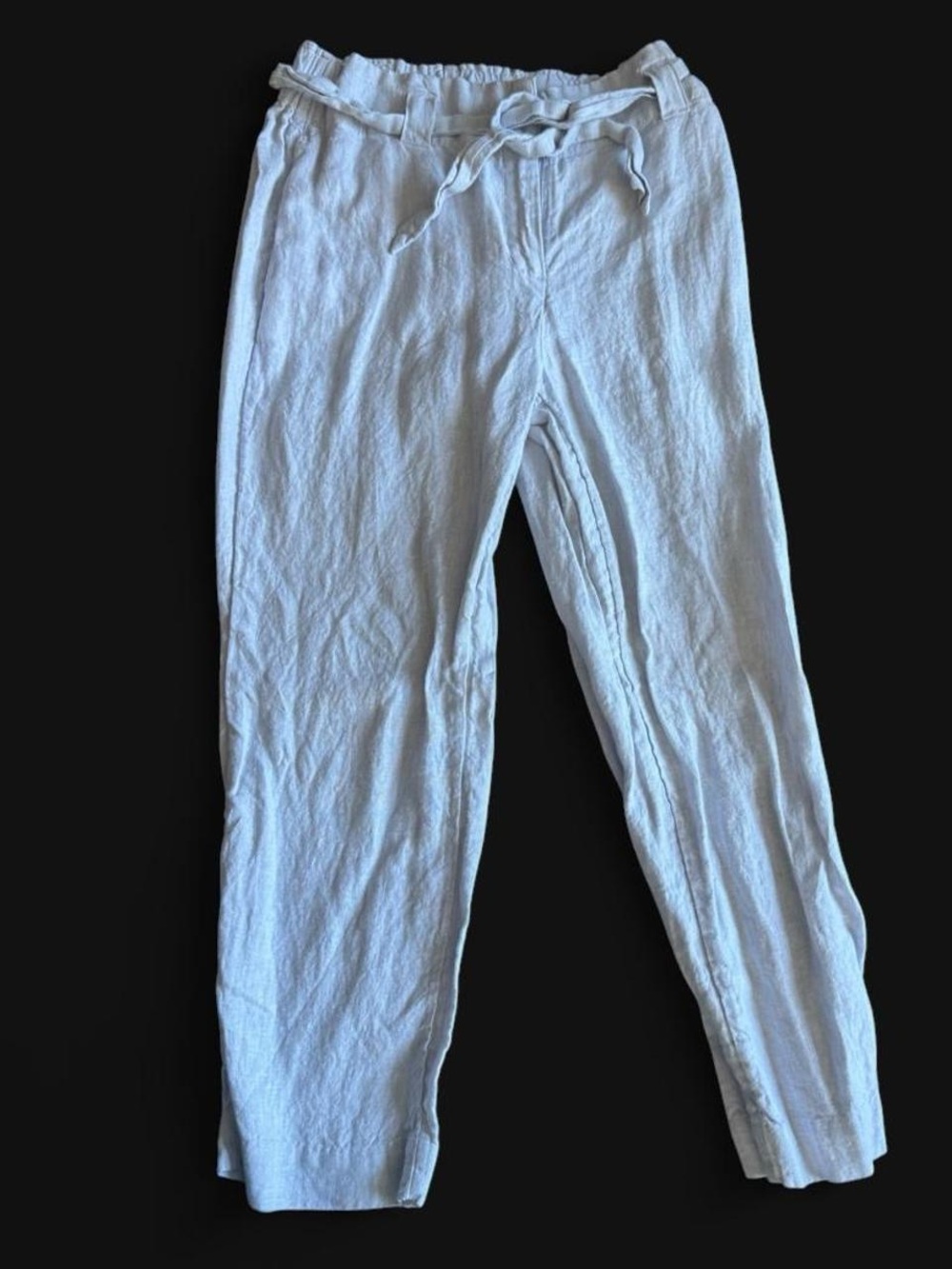 Chico's Light Gray Drawstring Linen-Blend Pants